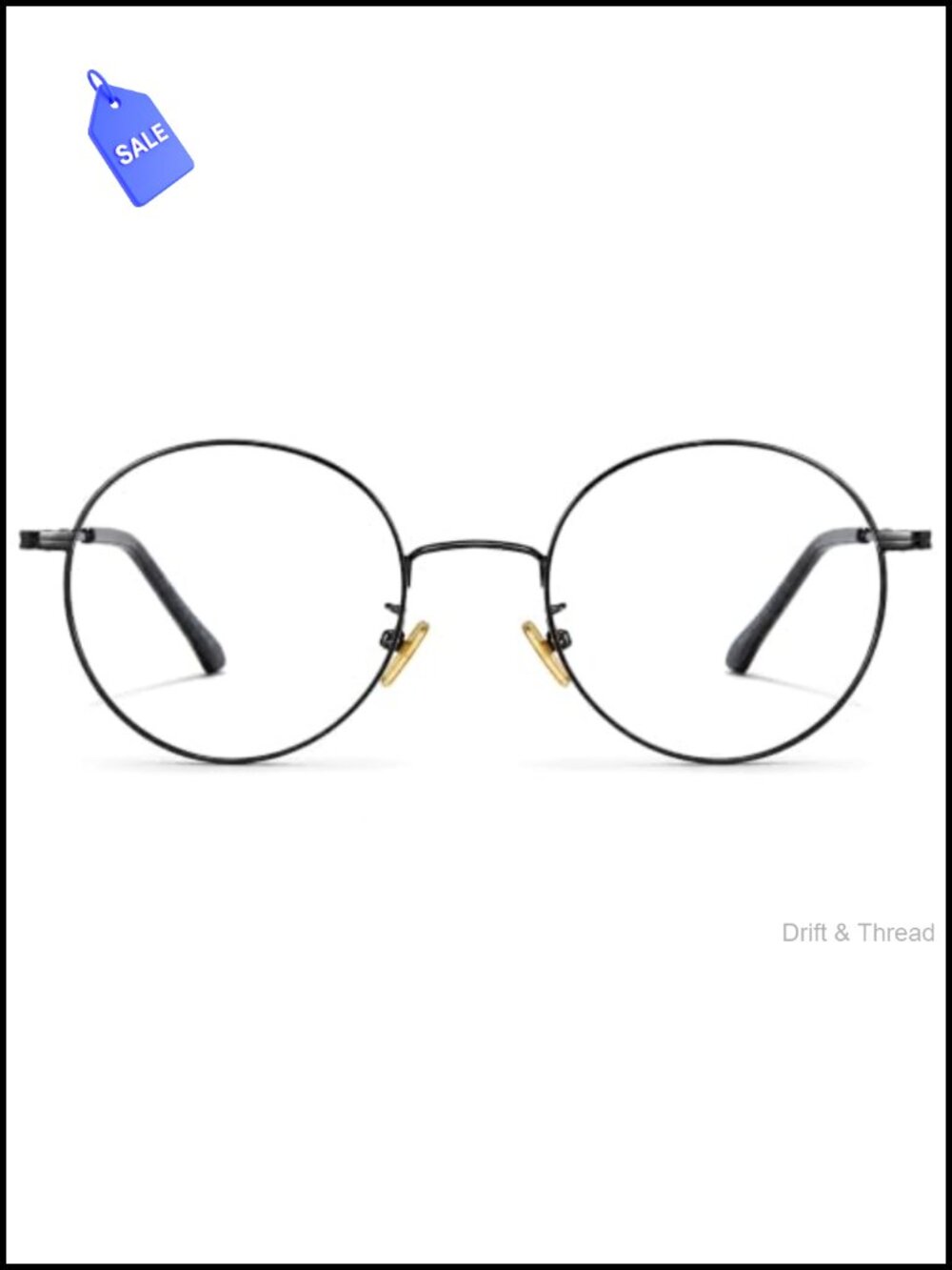 Round Blue Light Blocking Glasses Metal Computer Eyewear